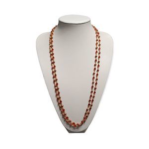 Vintage Handmade Goldtone Double Strand Red Gold Brick Color Beads 31"